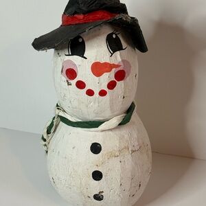 Handpainted Snowman Coconut Rare 12 inch